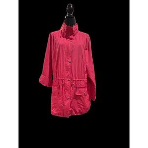 Style & Co Hot Pink Spring Jacket with hood that folds in to zippered collar. XL
